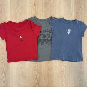 Brandy Melville Red, Gray, and Blue Short Sleeve Tees